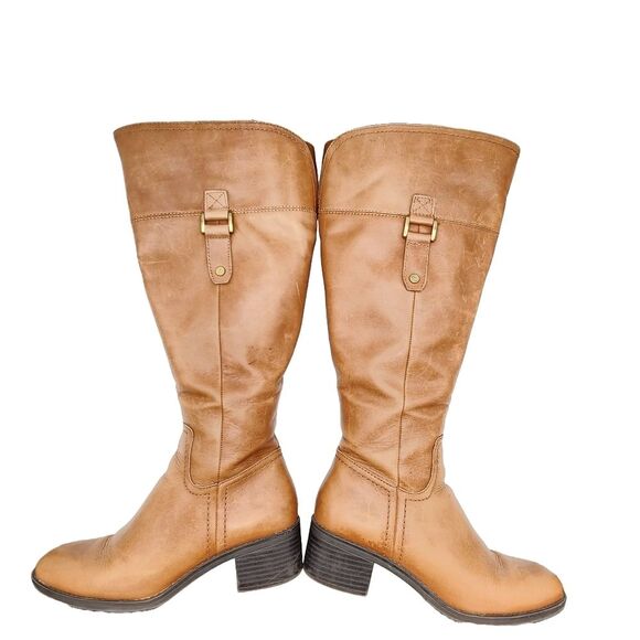 Franco Sarto Lizbeth Tan Leather Tall Boot Wide Calf Side Zipper Women's Size 6 - Picture 5 of 9